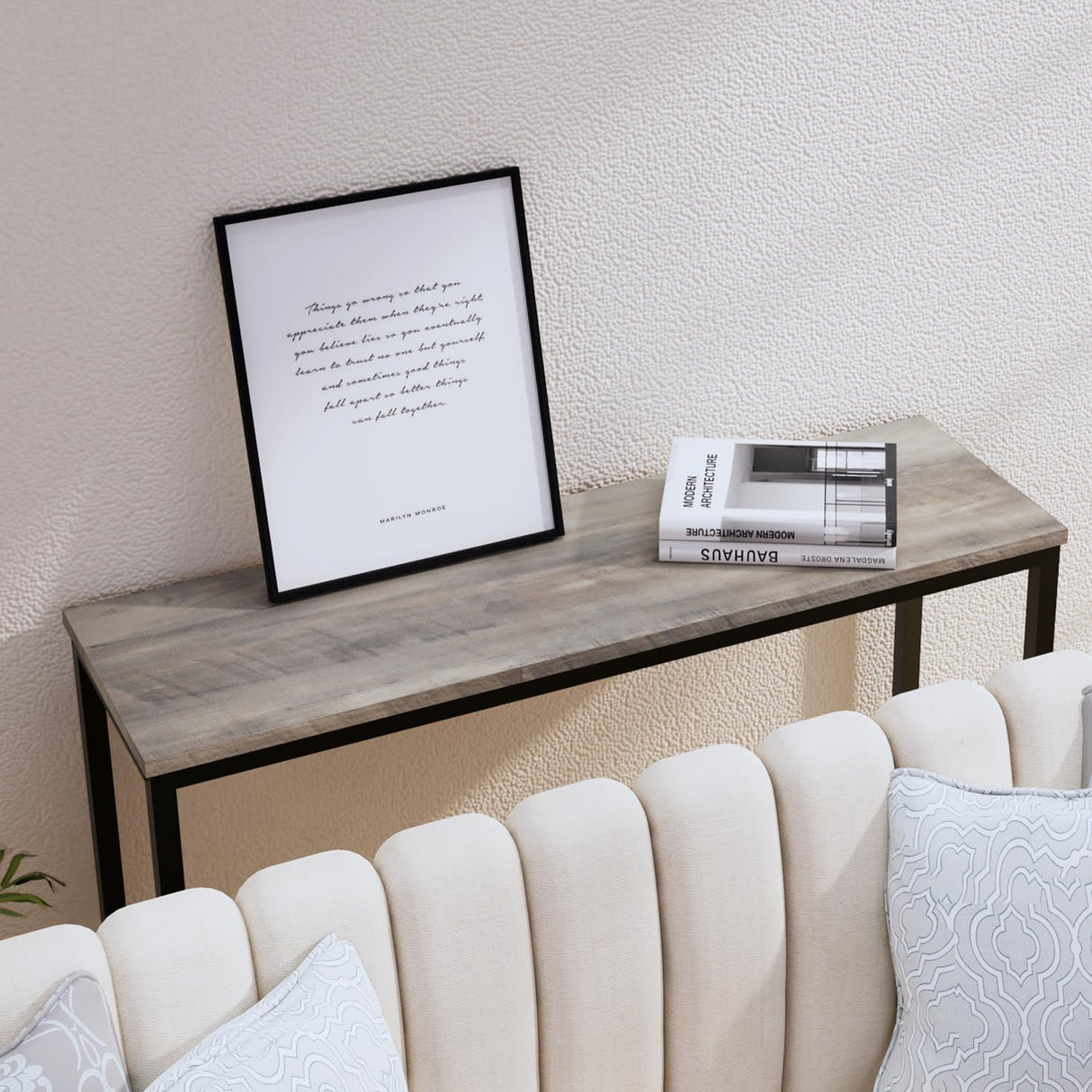 Timberer 39.4” Console Table, Hallway Entrance Table Sofa Table Behind Couch, for Living Room, Entryway, Easy Assembly, Accent Table, Grey Timberer