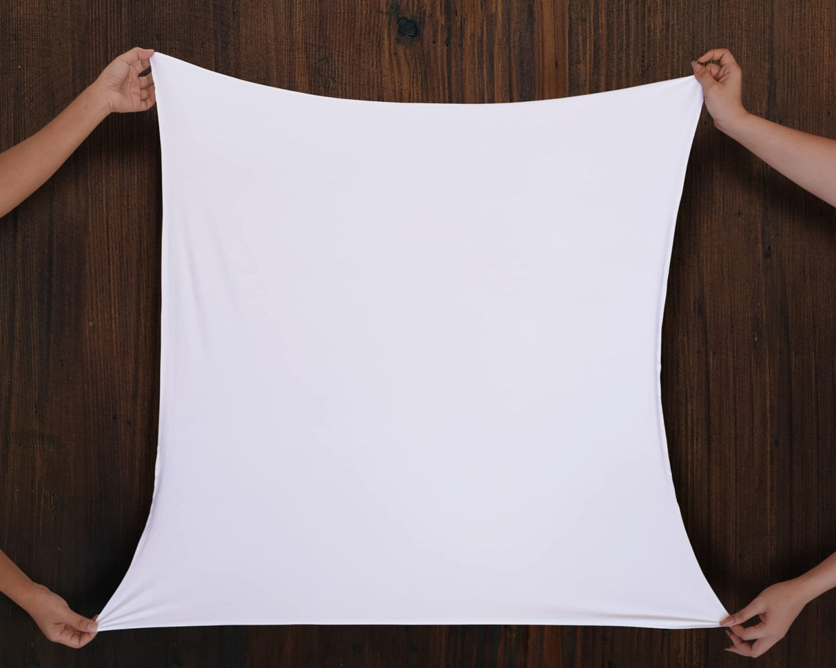 RATIVE Stretchy Swaddle Blanket Receiving Blankets with Headband Cap for Unisex Newborn Baby 0-3 Months Boys Girls (3-White Blankets) RATIVE