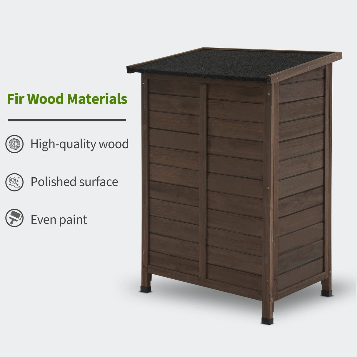 MCombo Outdoor Wood Storage Cabinet, Small Size Garden Wooden Tool Shed with Double Doors, Outside Tools Cabinet for Backyard (24.6”x 18.3”x38.2”) 0985 (Brown) MCombo
