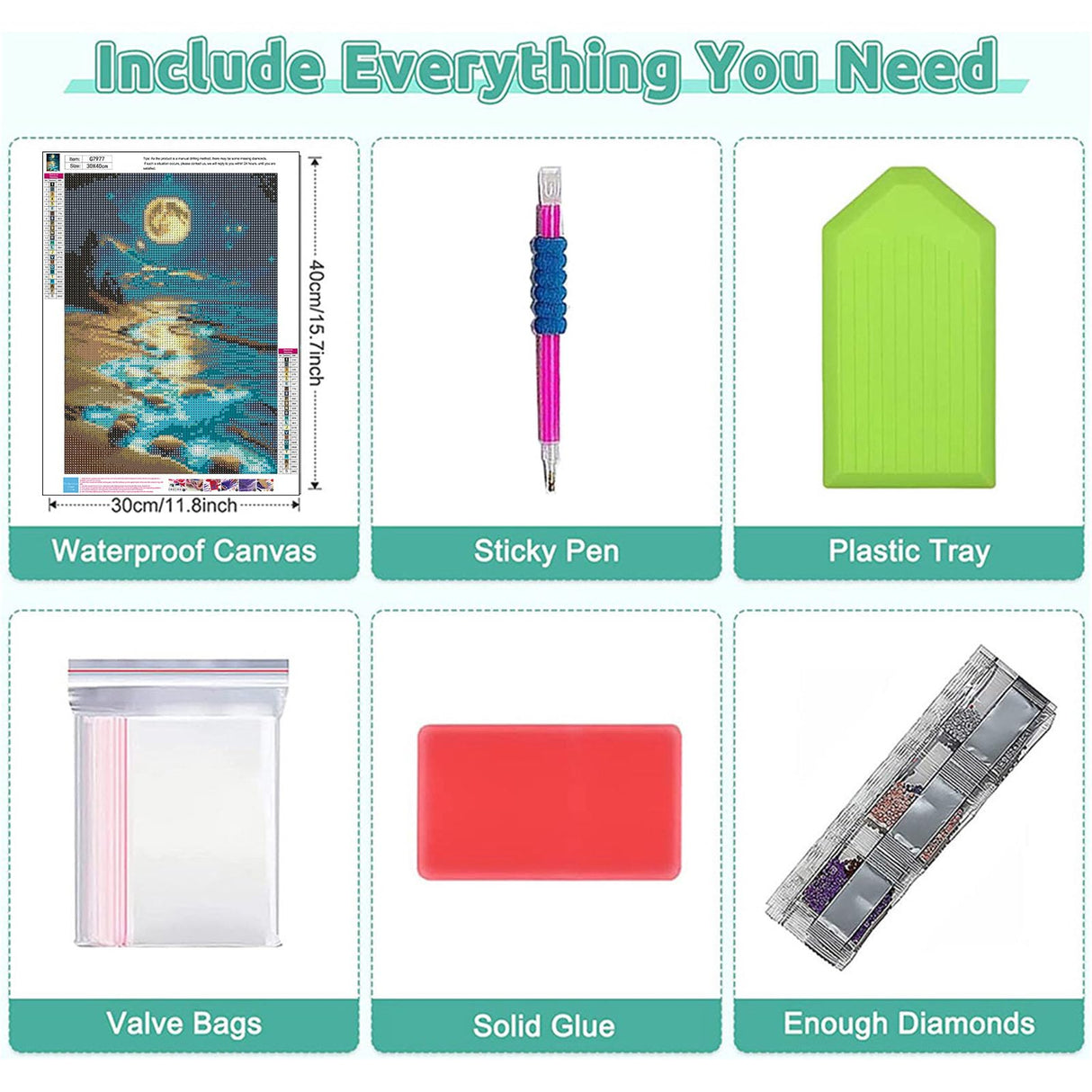 Moonlight Beach Diamond Painting Kits for Adults - Seaside Moon Diamond Art Kits for Adults, Round 5D Landscape Gem Art Kit for Adult DIY Crafts Kit Gift Home Wall Decor Gifts (16x12 inch) xackcme