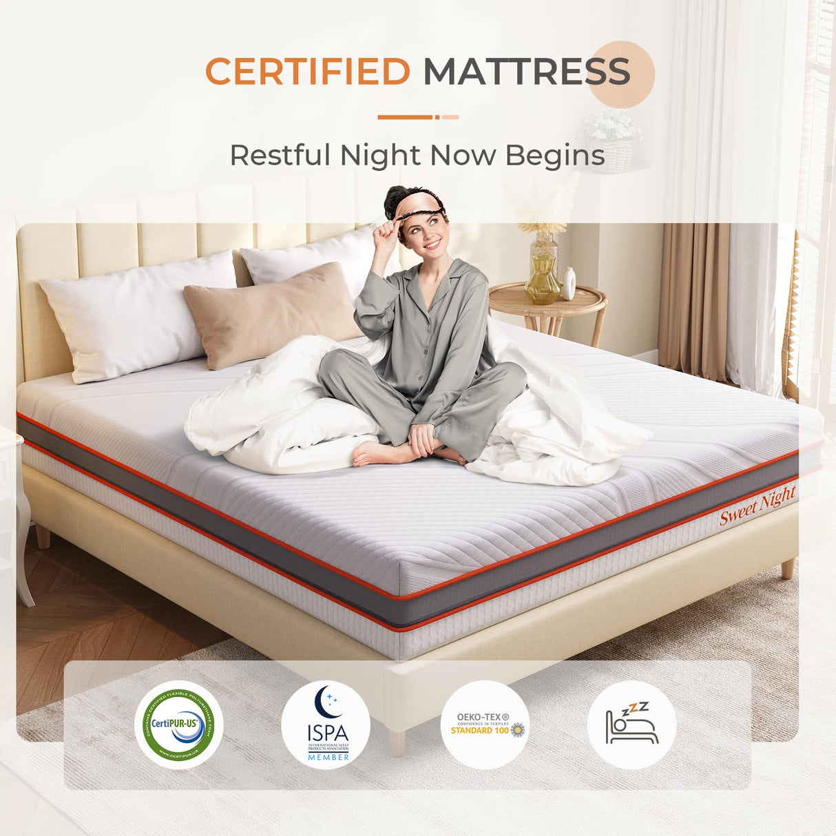 Sweetnight Queen Size Mattress, 12 Inch Gel Memory Foam Mattress in a Box, Flippable Mattress with Two Firmness Preference, Motion Isolation Sweetnight