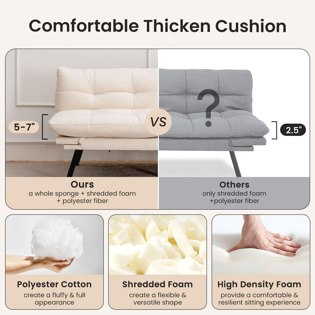 Velvet Convertible Futon Sofa Bed,71" Comfy Loveseat Sleeper Sofa with Adjustable Backrest Armrest, Strengthen Solid Wood, 7" Thicken Cushion, Small 2 Seater Twin Futon Couch for Living Room Bedroom Miscoos