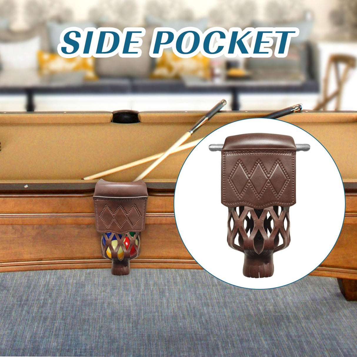 MoyanSuper Billiard Pool Table Pockets Heavy Duty PU Leather Billiard Pockets Set of 6,Including 4 Corner Pockets and 2 Side Pockets,Burgundy MoyanSuper