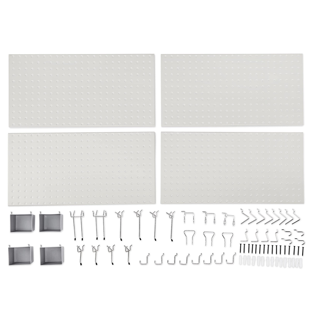 Amazon Basics Rectangular Metal Pegboard Kit for Wall Storage, Rust and Scratch Resistant, 48-Piece, Gray Amazon Basics