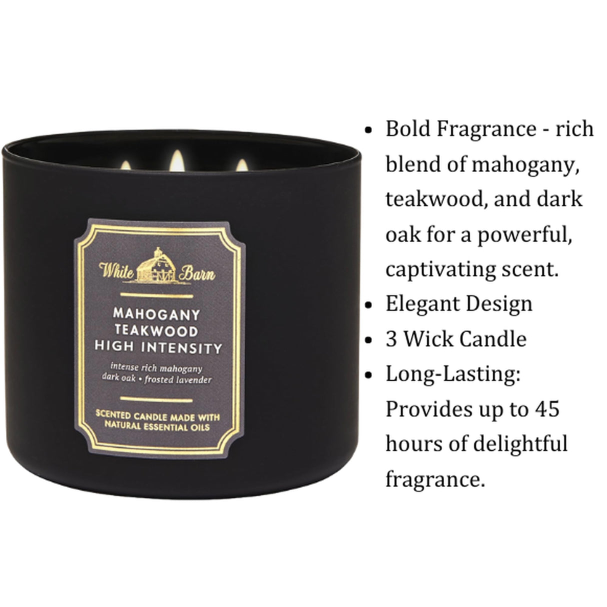 Bath & Body Works White Barn 3-Wick Candle in Mahogany Teakwood High Intensity, Scented Bath & Body Works
