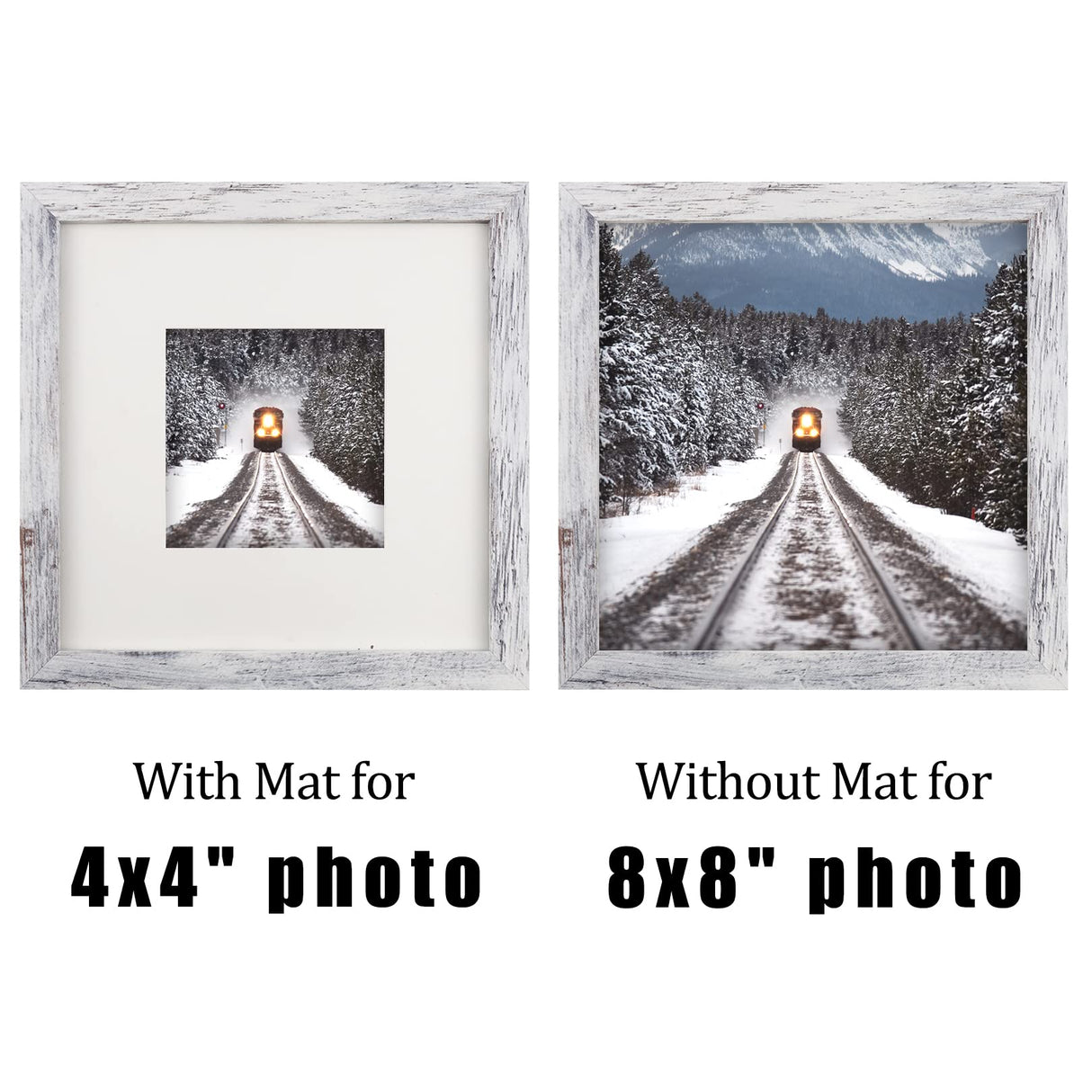 TOFOREVO 8x8 Square Picture Frames Set of 6 Distressed White Wood Grain Photo Frame for Gallery Wall Mounting or Tabletop Display TOFOREVO