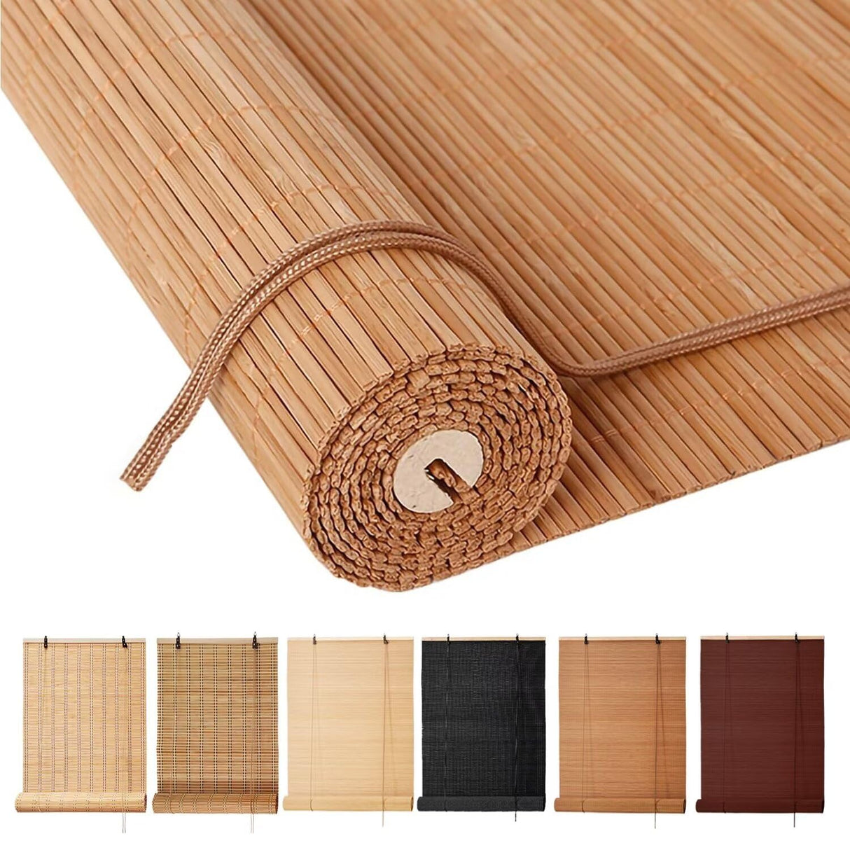 BAYUE Outdoor Bamboo Roller Blinds - Versatile Sun Shade with Waterproof Design for Privacy and Ease of Installation BAYUE