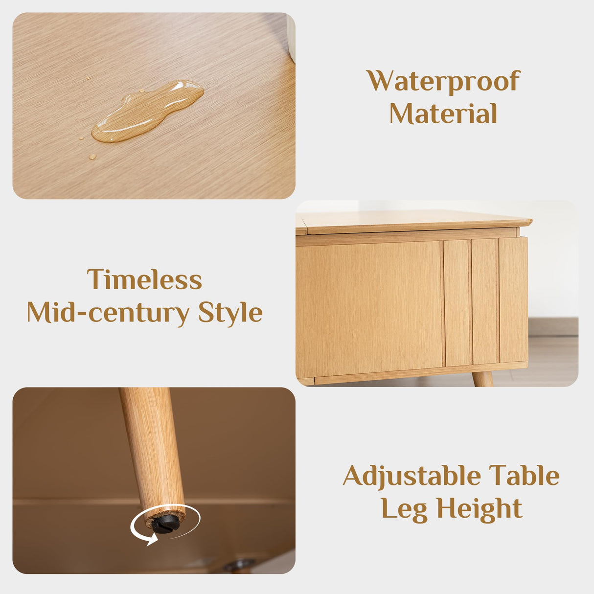 JOINICE, Lift Top Coffee Table with Storage,Large Square Coffee Tables for Living Room,Mid Century Modern Center Table for Home Office, Oak JOINICE