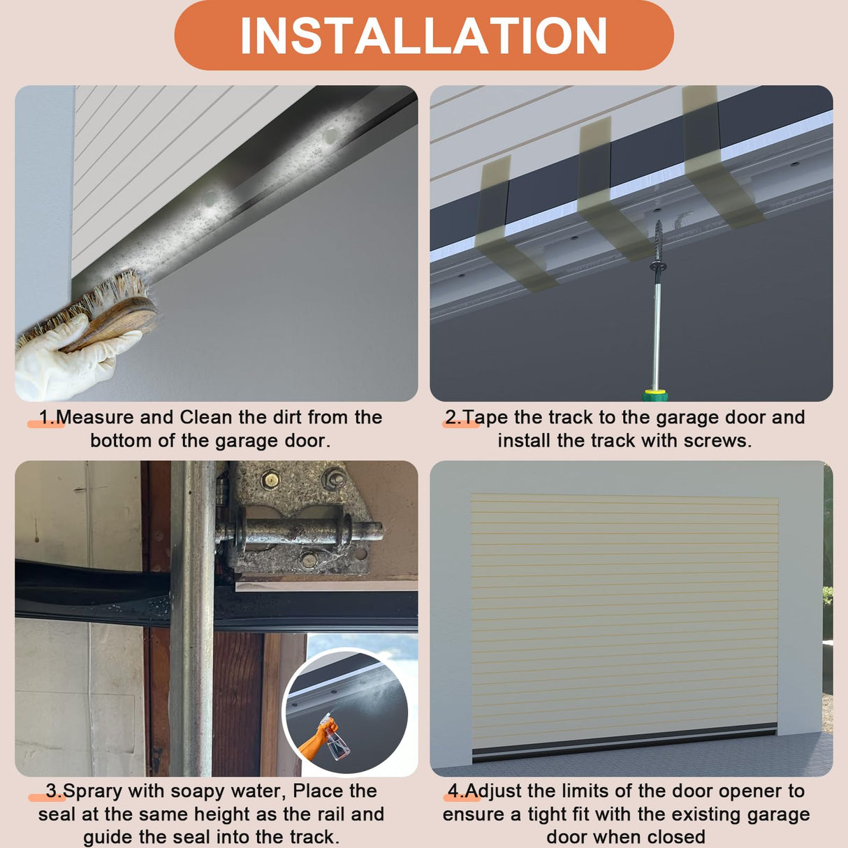 Nayotaa Heavy-Duty U+O Ring Garage Door Seals Bottom Rubber Kit, with Garage Door Pre-Drilled Aluminum Track Retainer Base (16.5Ft/5m) Nayotaa