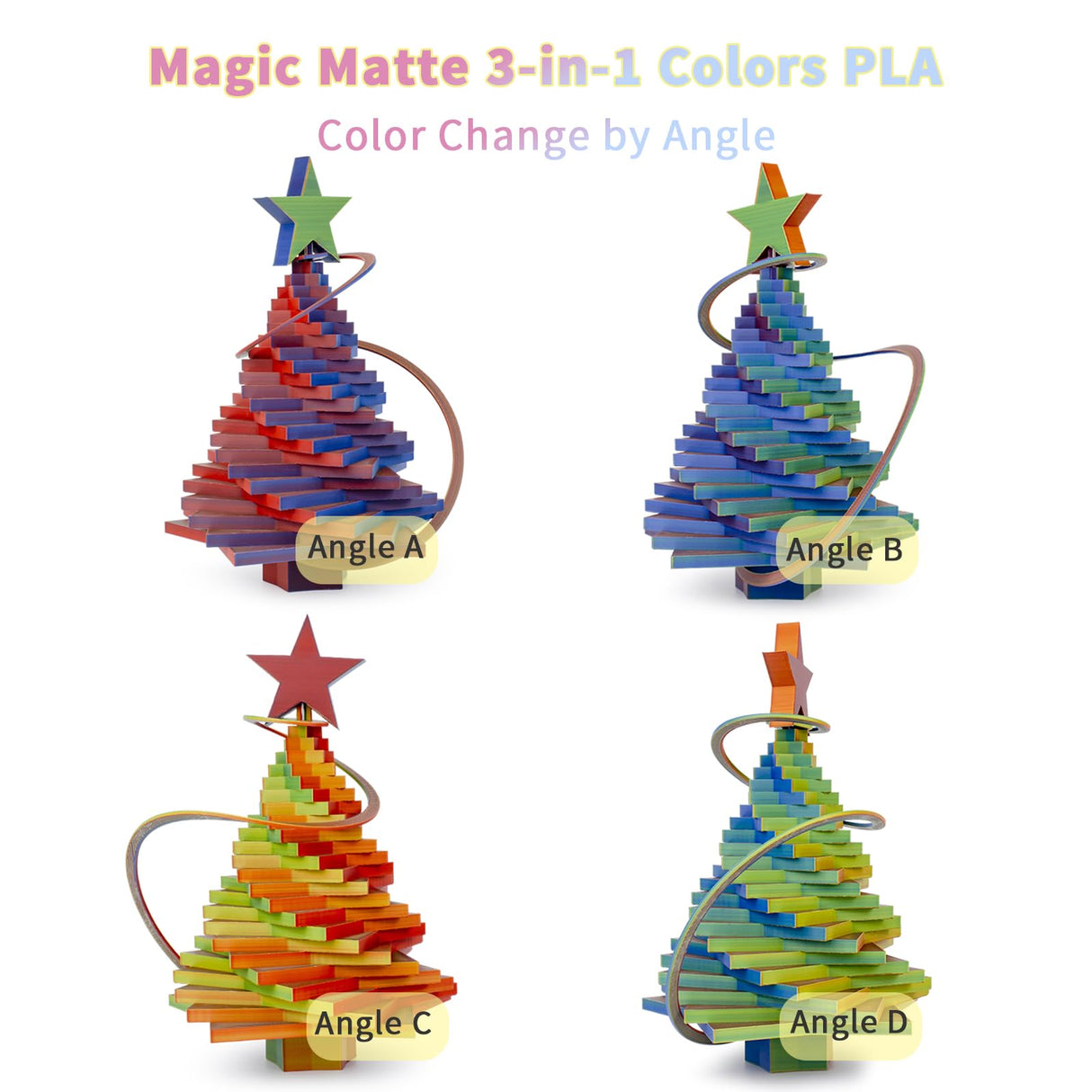 ZIRO Matte 3-in-1 Color Change PLA Filament 1.75mm, Magic Discoloration 3D Printer Filament, Different Color Coextrusion Chrome 3D Material, Fit Most FDM 3D Printers,1KG/2.2lb Spool, Neon ZIRO