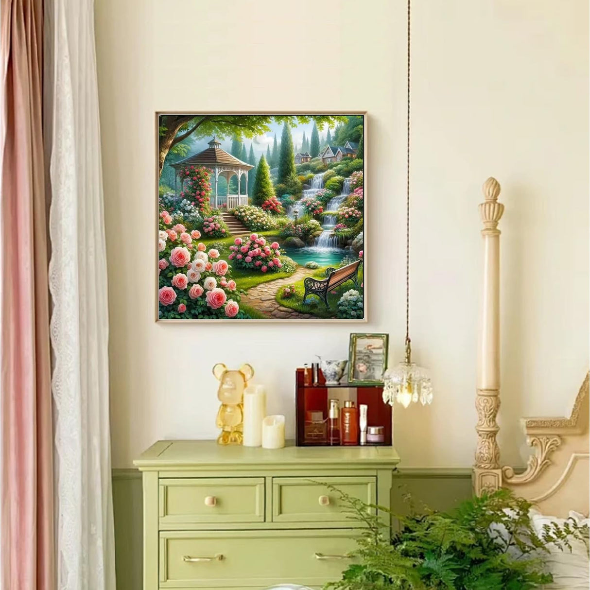 AIBOERL Garden Landscape Diamond Art Kits for Adults,Garden 5D Diamond Painting Kits for Adults Beginners,DIY Full Round Drill Diamond Dot Painting Gem Art Kits for Adult, Home Wall Decor 14x14Inch AIBOERL