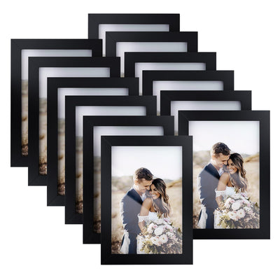 4x6 Picture Frame Set of 12, Wood Photo Frame for 4x6 Pictures, Tabletop or Wall Mount Display Picture Frames for Prints, Photos, Paintings, Landscape and Kids Artwork (Black)