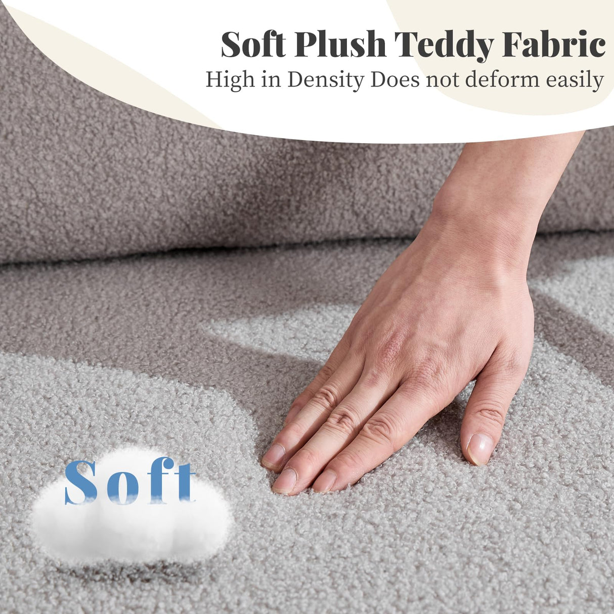 ASAHREE Nursery Rocking Chair, Teddy Upholstered Glider Rocker Modern Accent Chair Padded Seat with High Backrest,Comfy Side Chair for Nursery,Living Room Bedroom Offices, Gray ASAHREE