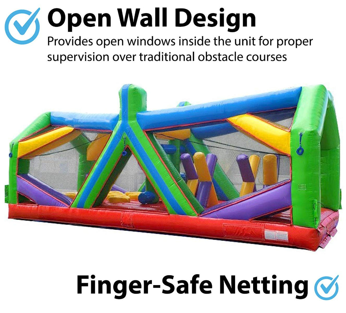 Retro Radical Run Inflatable Obstacle Course, Extreme Unit #2, 30' L x 11' W x 12' H, Commercial Grade Interactive Bounce House, Includes Blower and Stakes TentandTable