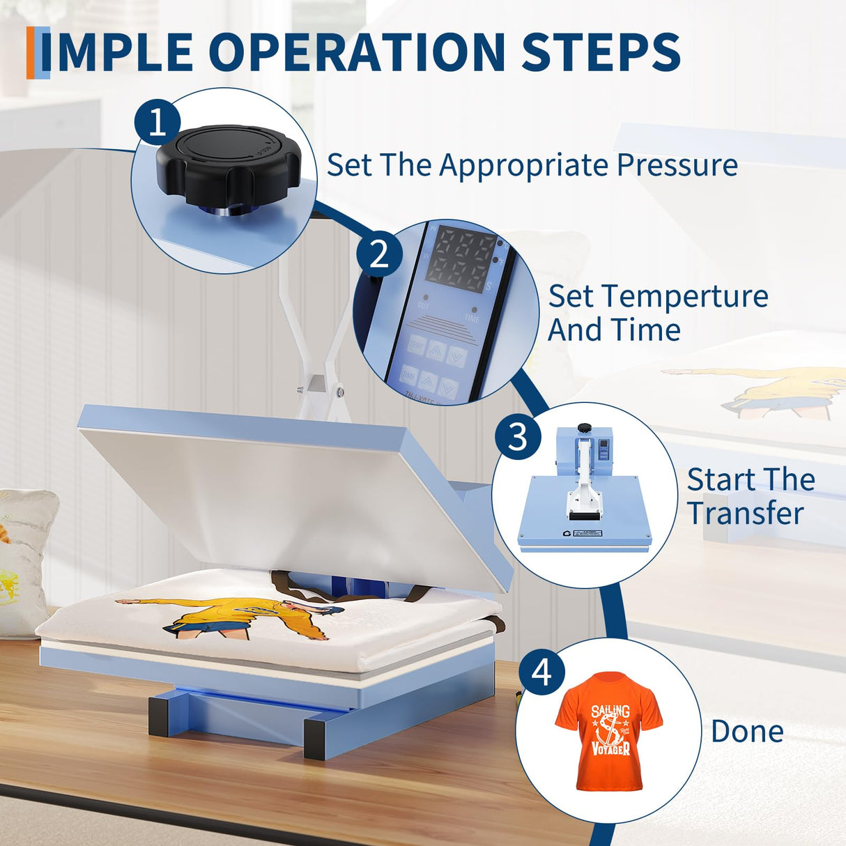 16x24 Heat Press, Digital Professional Sublimation Machine, Fast Heating, Industrial Quality with Adjustable Pressure Industrial Digital Heat Press Machine Sublimation for T-Shirt, Light Blue ExploreHorizon