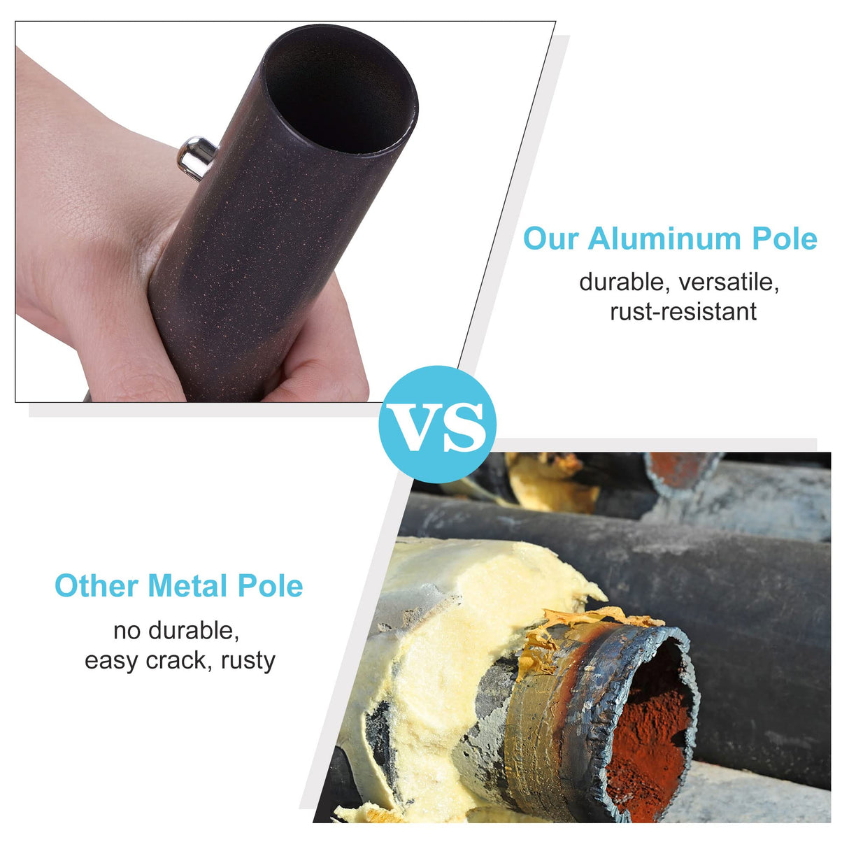 Aok Garden 6.5x10 ft Rectangular Patio Umbrella Outdoor Market Table Aluminum Pole Umbrella with Tilt and Crank 6 Sturdy Ribs for Deck Lawn Pool, Lake Blue Aok Garden