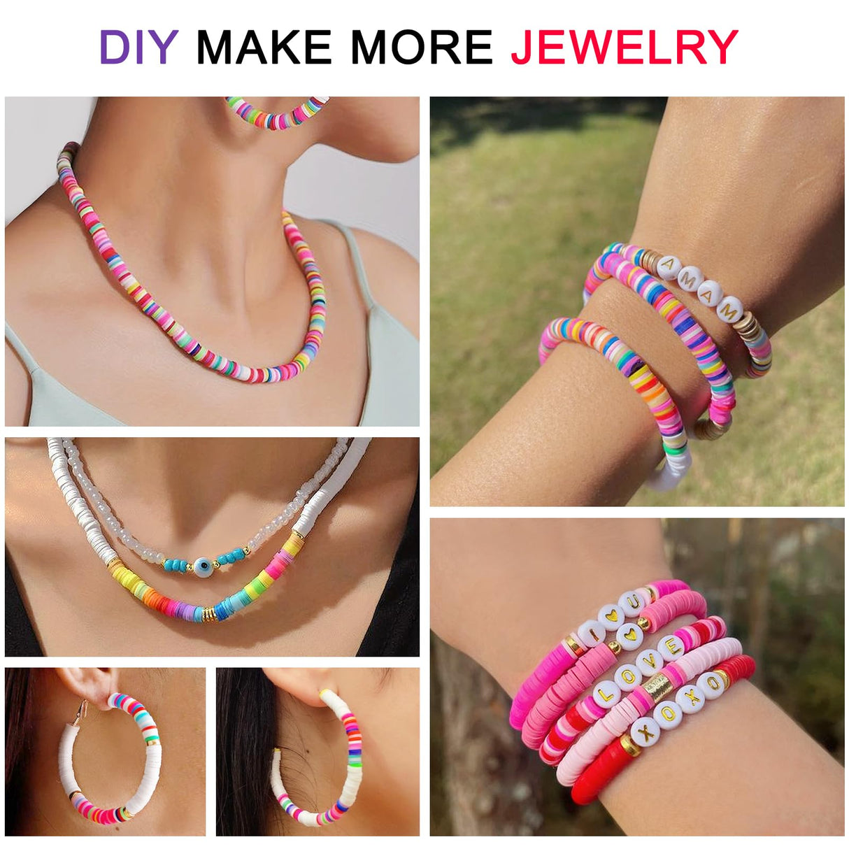 Redtwo 6800 pcs Clay Beads Bracelet Making Kit, Friendship Bracelet Kits Flat Beads for Jewelry Making, Polymer Heishi Set for Bracelet Necklace DIY Crafts Gift for Girls Ages 6-12 Redtwo