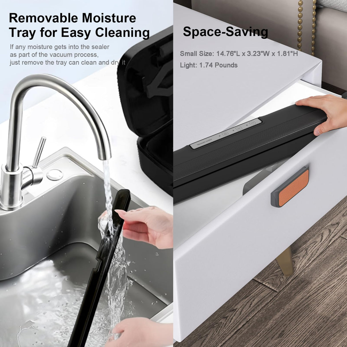 mokero Vacuum Sealer for Food Compact Meal Meat Vacuum Sealer Machine with 10 Seal Bags and Cutter Automatic Vacuum Air Sealing System for Dry Moist Freezer Food Storage mokero