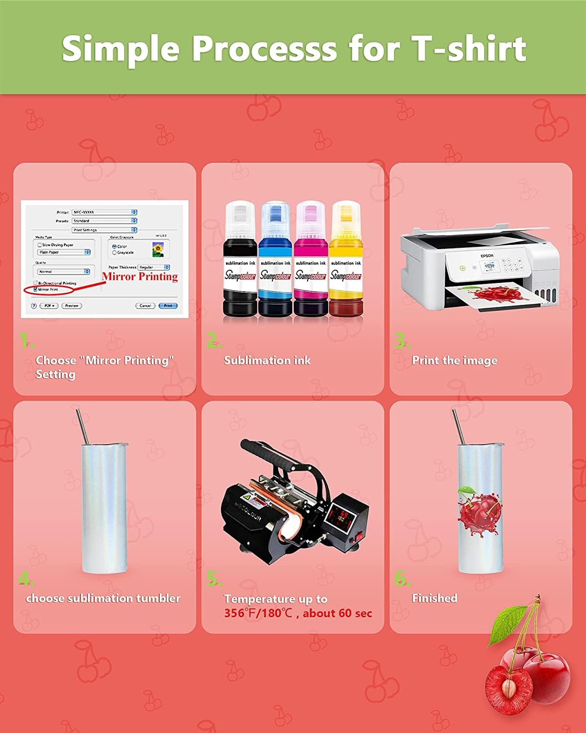 Stampcolour Sublimation Paper 8.5x14 Inches 130 Sheets Heat Transfer Paper for Any Epson HP Canon Sawgrass Inkjet Printer With Sublimation Ink for Sublimation Tumbler Blank,T-Shirts,DIY 125gsm Stampcolour