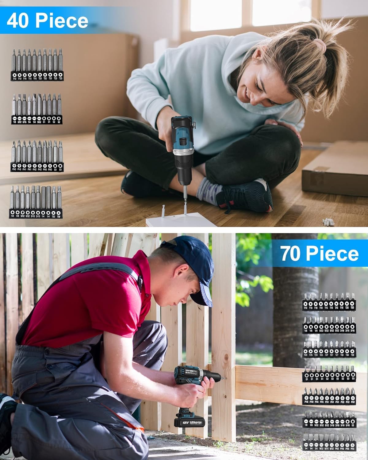 Drill Bit Set Screwdriver Bit Set, 201 Pcs Impact Driver Bits Kit with Carry Case, Combo Kit for Wood Metal Cement Drilling and Screwdriving, Tools for Gift and Home Maintenance Zeite