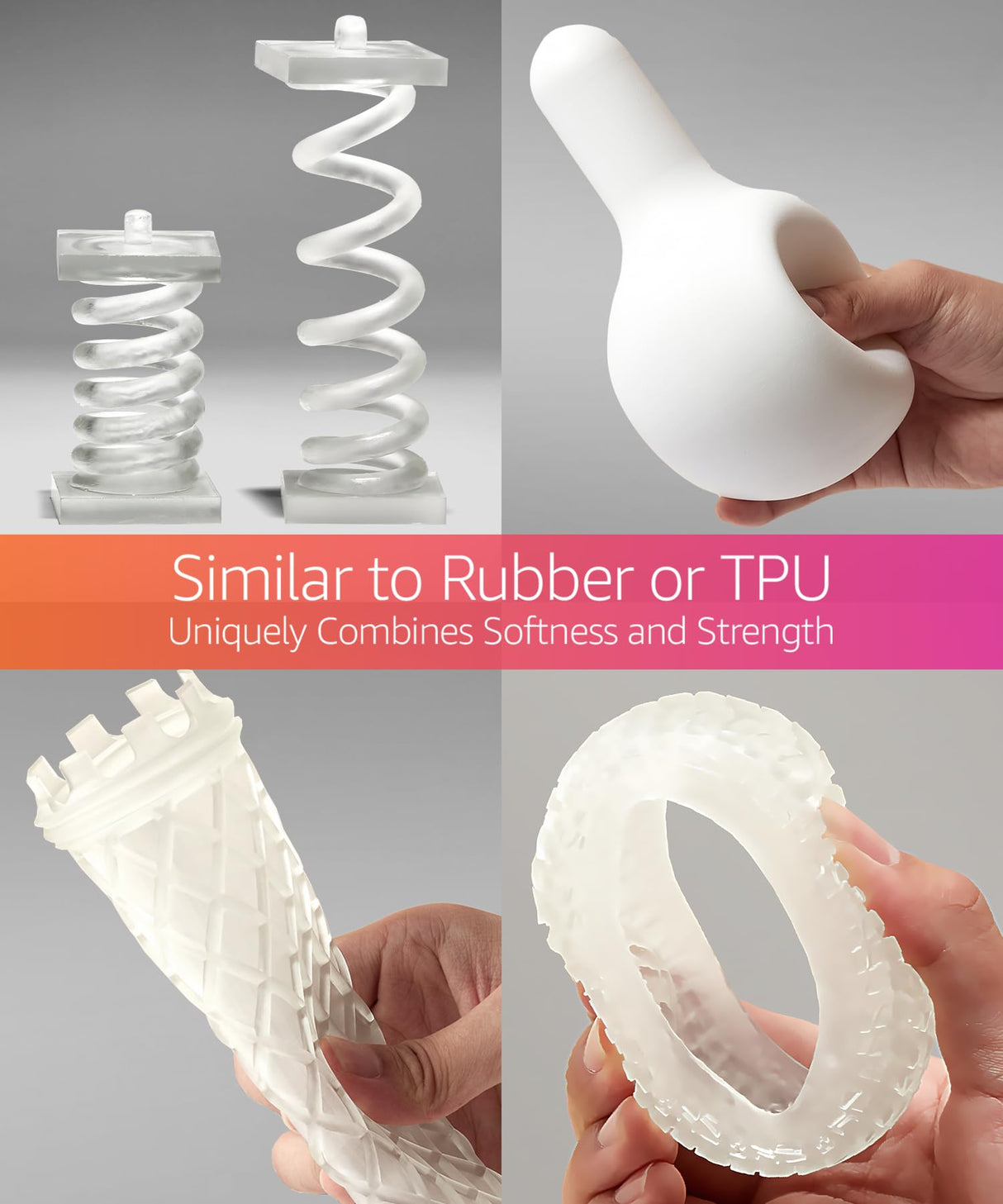 SuperFlex 3D Printer Resin, Softness 80A Simulating Flexible Rubber, Made in Korea by 3DMaterials (1000g, Clear) 3DMaterials