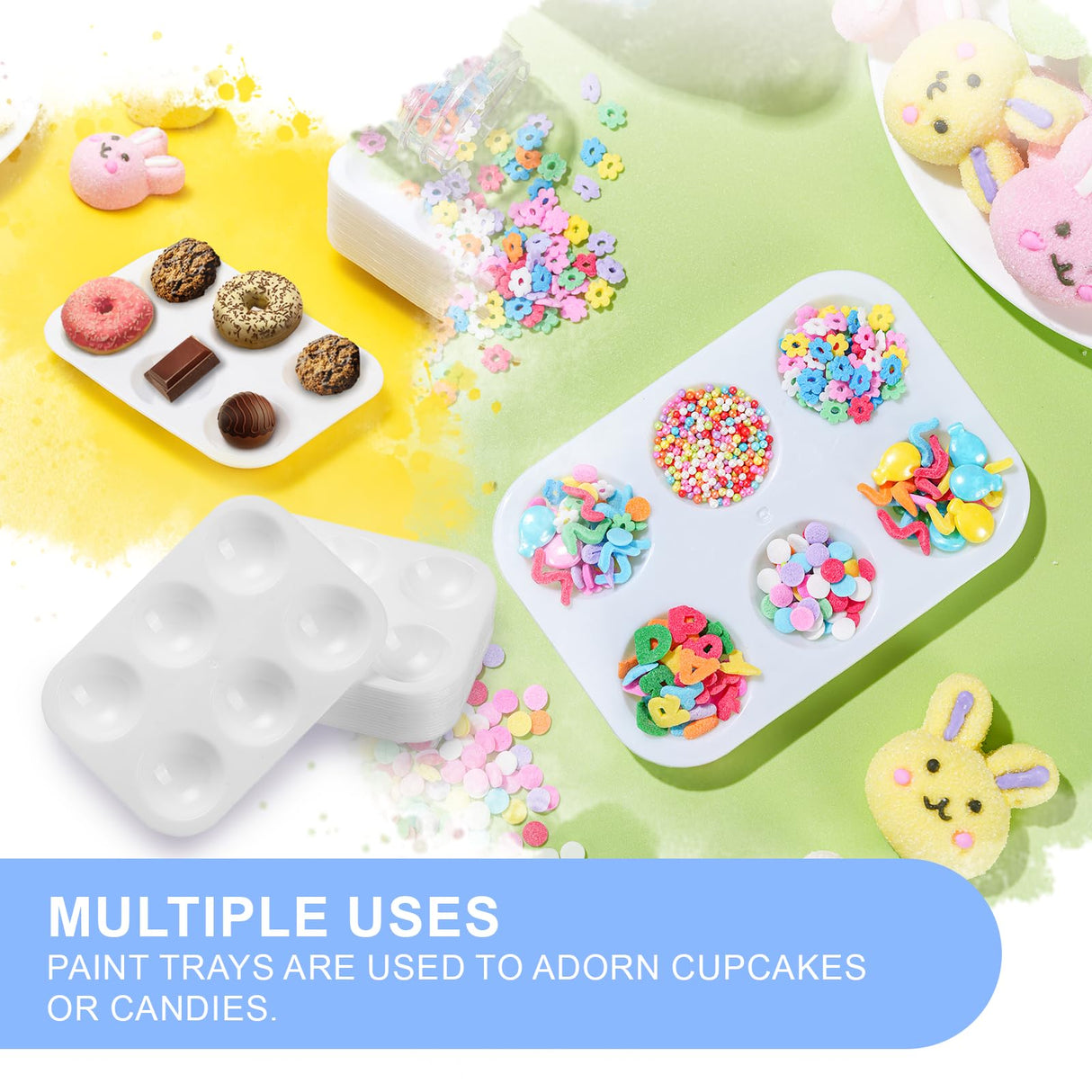 Mltanccy 32 PCS Paint Tray Palette, White Plastic Paint Pallets, 6 Well Rectangular Paint Watercolor Palette for Students, Premium Paint Holder Tray for Painting Party, DIY Craft and Art Class Mltanccy