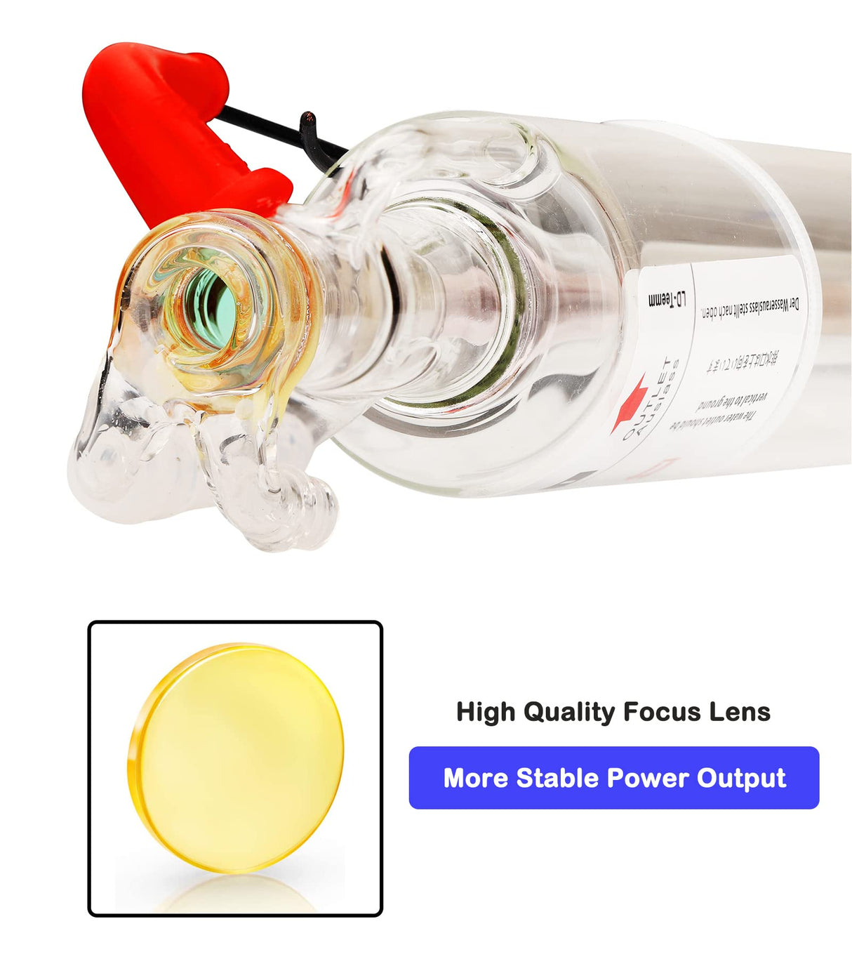 LD-Teemm CO2 Laser Tube, 30W CO2 Laser Tube with Coating 30 watt Length 600mm Dia. 50mm, Wire Pre-Connected for CO2 Laser Cutter Laser Engraving Cutting Machine LD-Teemm