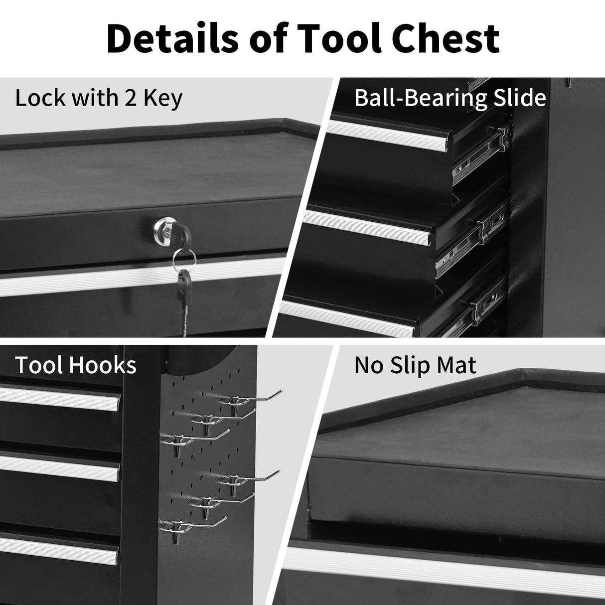 Barphygo Rolling Tool Chest, 7-Drawers Metal Tool Box with Wheels, Garage Storage Tool Cart with Lock Tools Drawer Organization Toolbox for Warehouse, Workshop & Repair Shop Barphygo