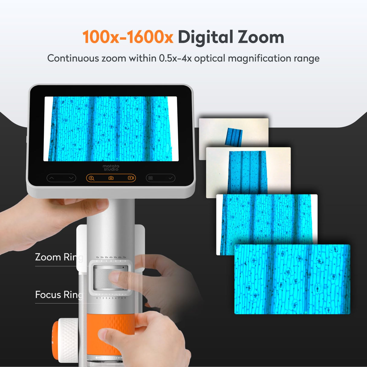 MX2-AS Microscope for Kids, 2-in-1 Handheld Miniscope, 1600X Digital Microscope with 4.3-inch 1080P Screen, Educational Kids Microscopes Kit for Boys Girls MatataStudio