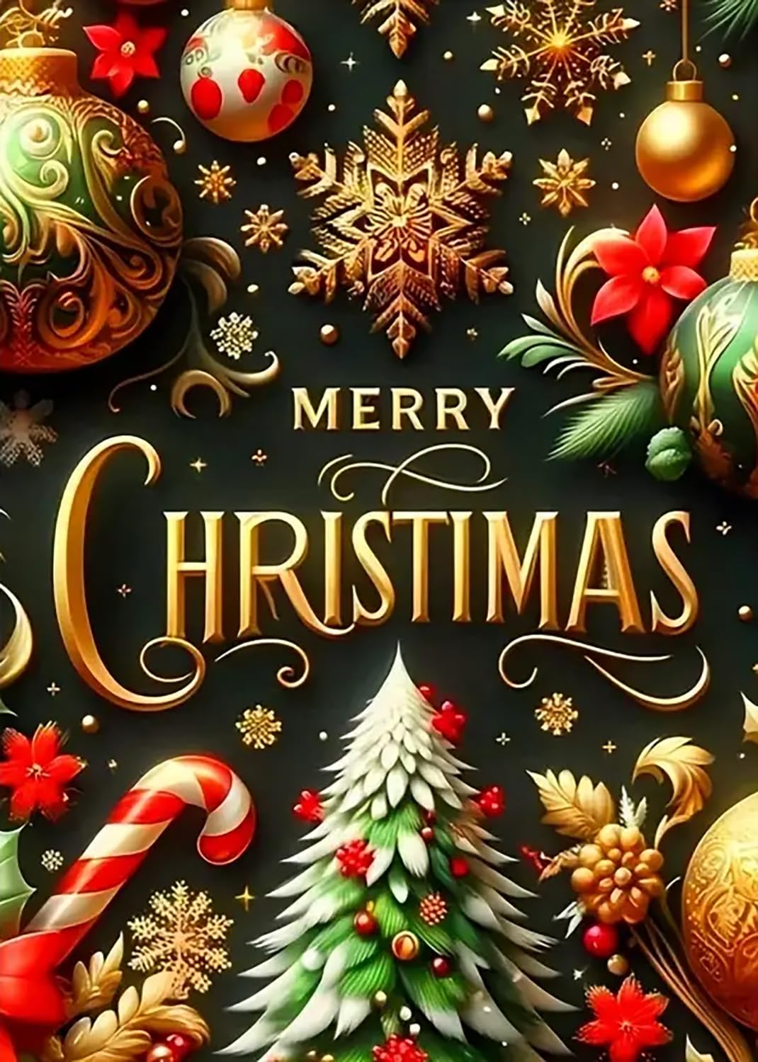 Merry Christmas Tree Diamond Painting Kits for Adults, 5D Diamond Art Kits for Adults Beginners, DIY Full Round Drill Diamond Dot Painting Gem Art Kits for Adult, Home Wall Decor 11.8x15.7 Inch LKHMVCA