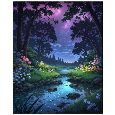 Lovepefe Forest Rivulet Paint by Numbers Kit for Adults, Paint by Number Kits for Beginner Acrylic On Canvas Forest Night Oil Painting Kit Adults Kits for Gift Home Wall Decor 16x20 Inch