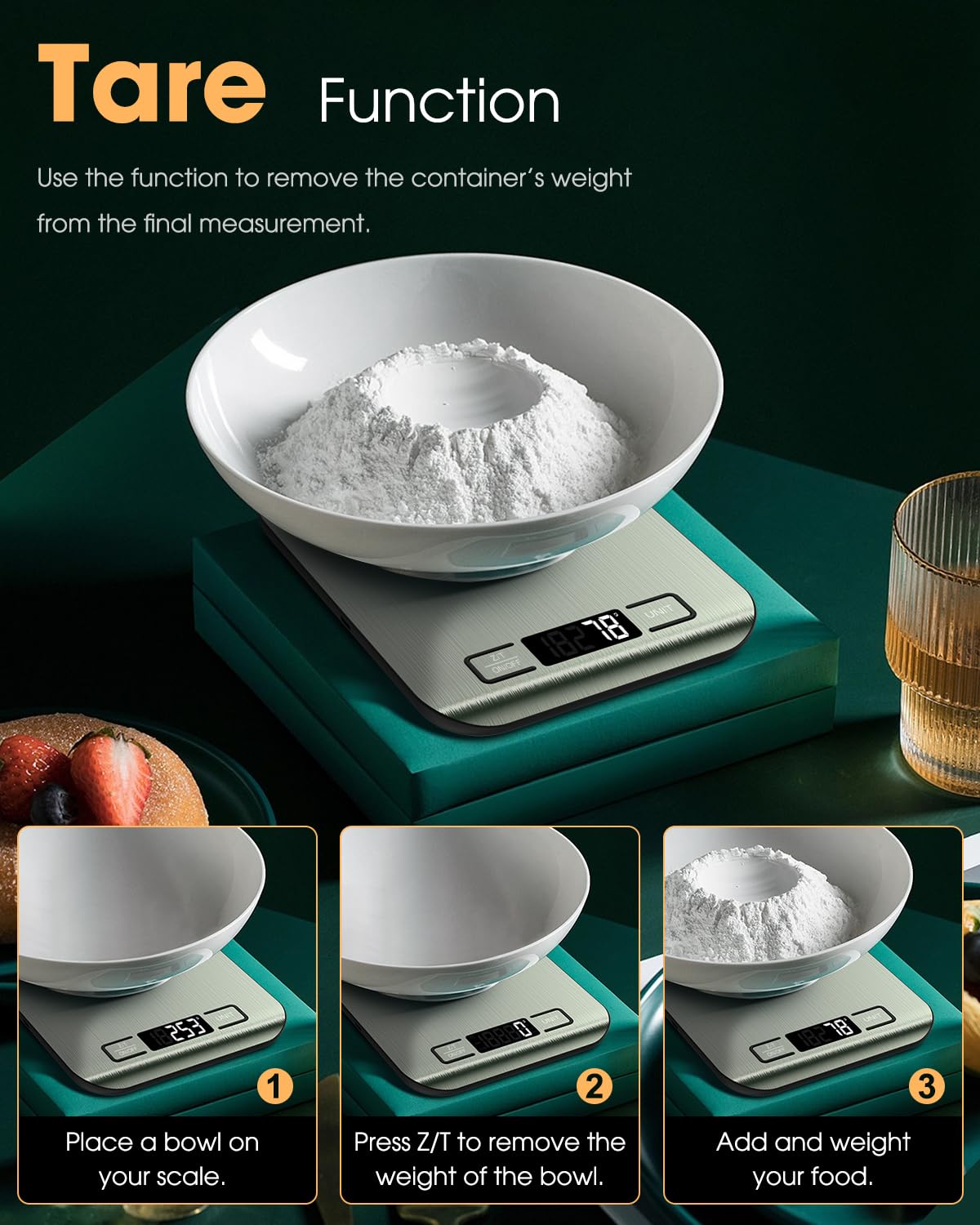 Mik-Nana Food Scale, 22lb Digital Kitchen Scale Weight Grams and Ounces for Baking Cooking Coffee Package Postage, 6 Units with Tare Function, LCD Display, Easy Clean Stainless Steel (Silver) Mik-Nana