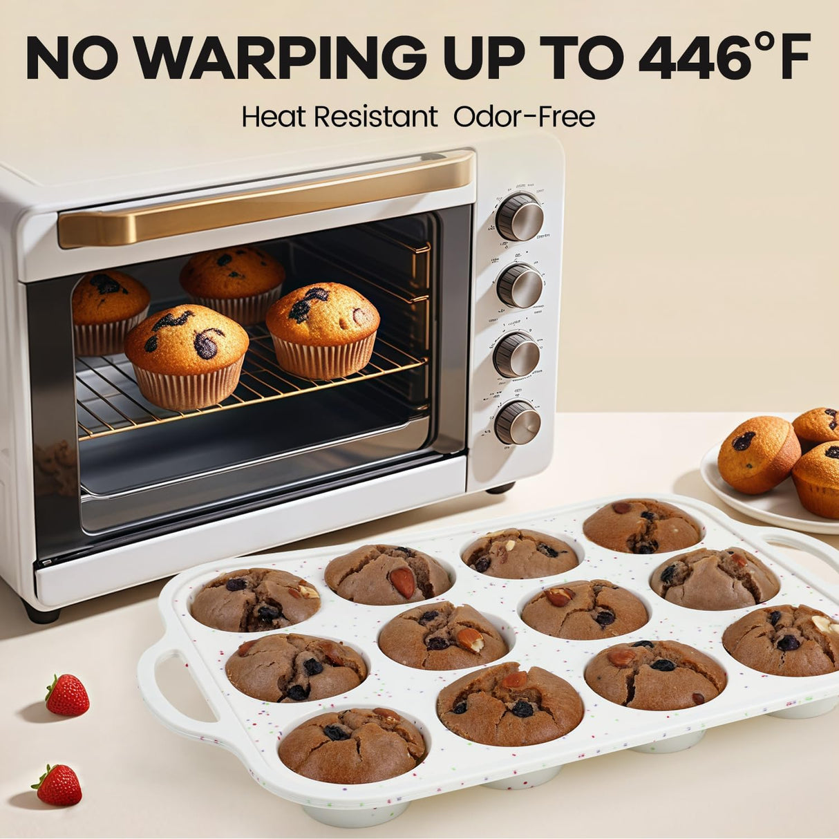 Silicone Muffin Pan with Metal Reinforced Frame - Muffin Pan for Homemade Muffins, Cupcakes, Muffin Cakes, and Bread, Oven and Dishwasher Safe - 12 Cup 1 Pack Fimary