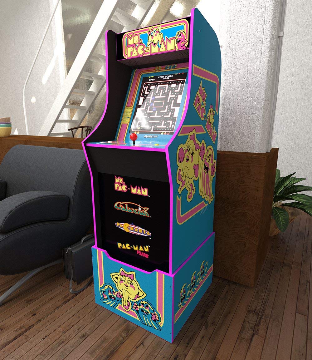 Arcade1Up Ms. Pac-Man 80S Retro Home Arcade Machine, 4 Games In 1, 4 Foot Cabinet with 1 Foot Riser - Electronic Games ARCADE1UP