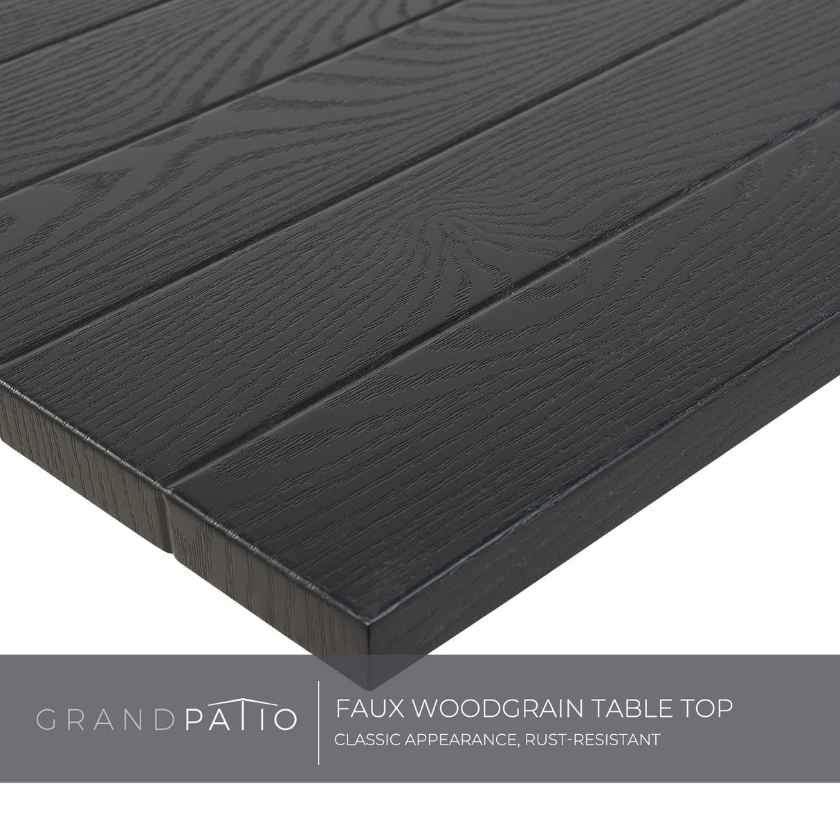 Grand patio Outdoor Dining Set for 6, Patio Dining Set with 6-Piece Mesh Sling Rocking Chairs, 1-Piece Large Rectangular Woodgrain Dining Table with Umbrella Hole, Black & Grey Plaid Grand patio