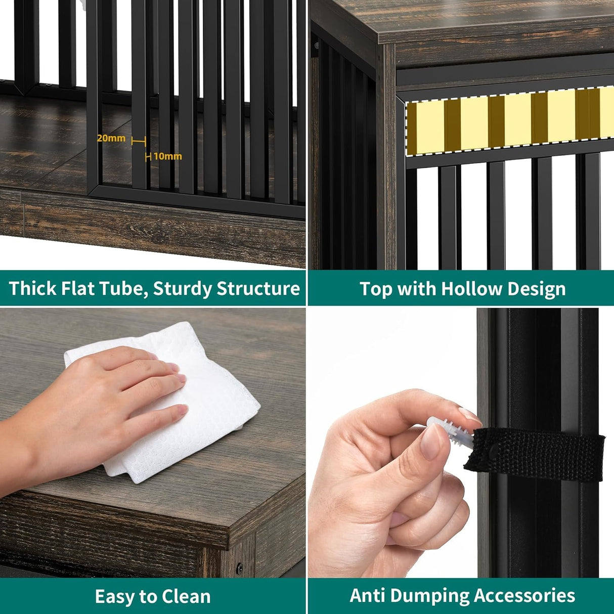 YITAHOME 55 Inch Large Dog Crate Furniture, Heavy Duty Wooden Dog Crate TV Stand with 2 Dog Bowls, Metal Dog Kennel Indoor Furniture Sliding Barn Door Design for Extra Large Dogs, Black Oak YITAHOME