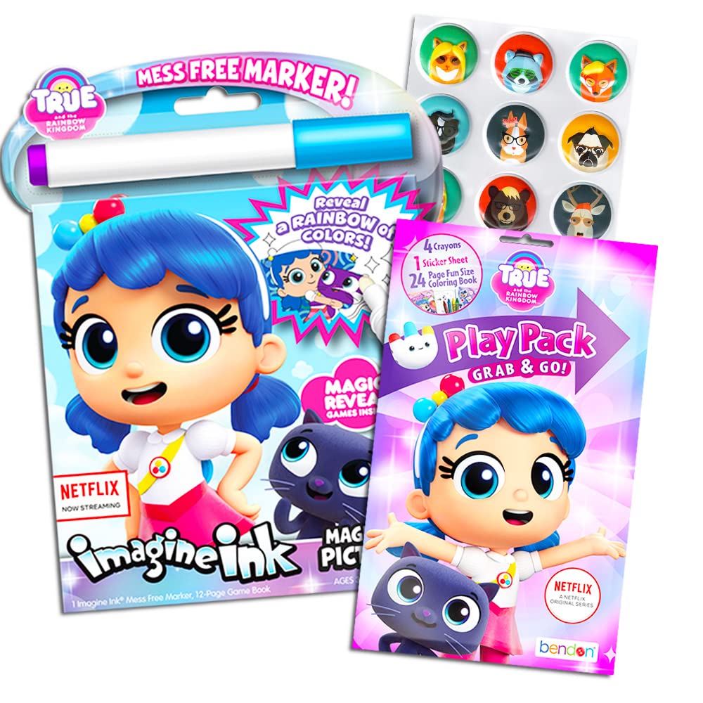 True and The Rainbow Kingdom Coloring Book Set - Imagine Ink Book and Play Pack (Party Pack) Bendon