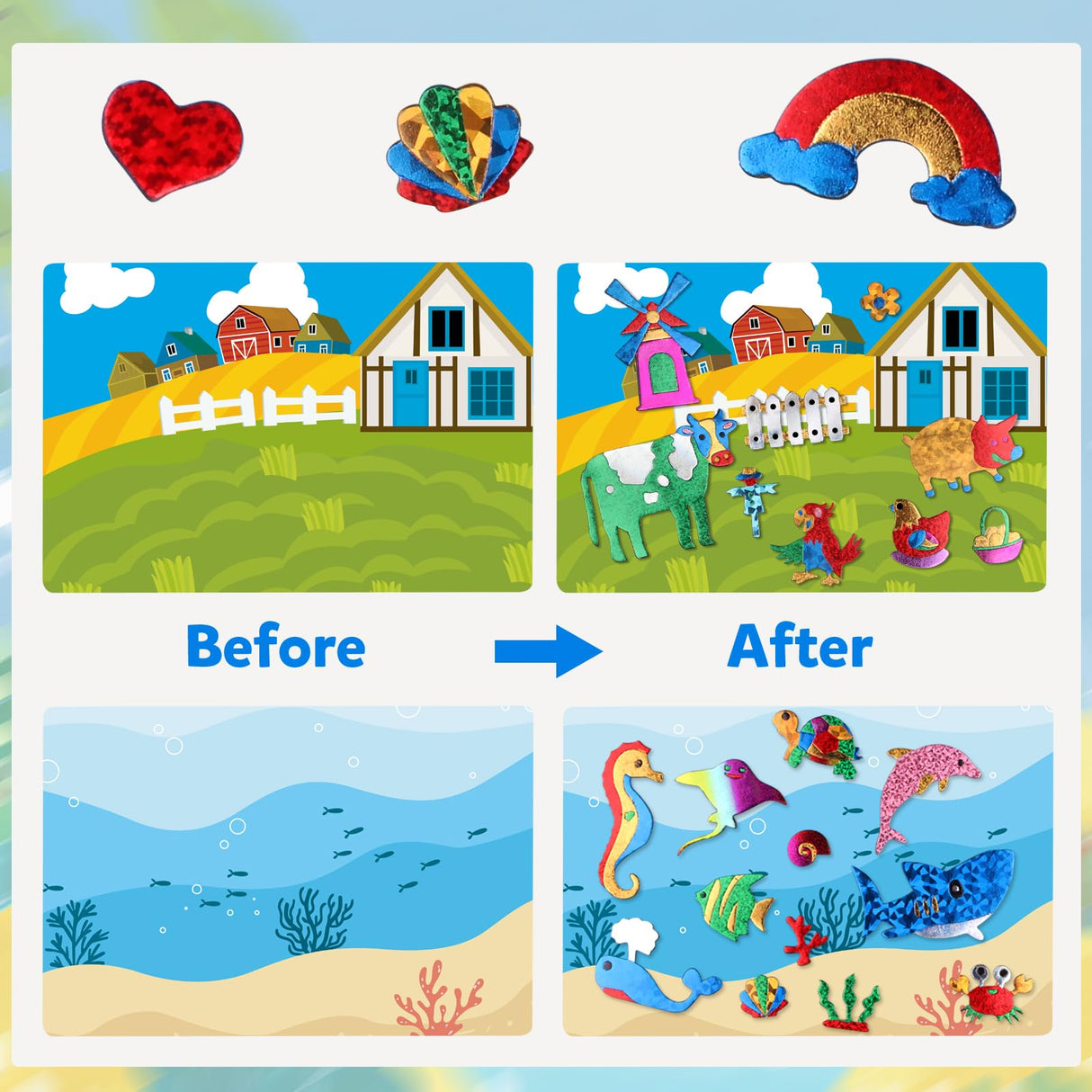 Vinlon Foil Art Kit for Kids - Foil Fun Arts and Crafts, Mess Free Kids Travel Activities Toys, DIY Craft Supplies, Easter Basket Stuffers Gifts for Boys and Girls Ages 4 5 6 7 8 9 10 Years Old Vinlon