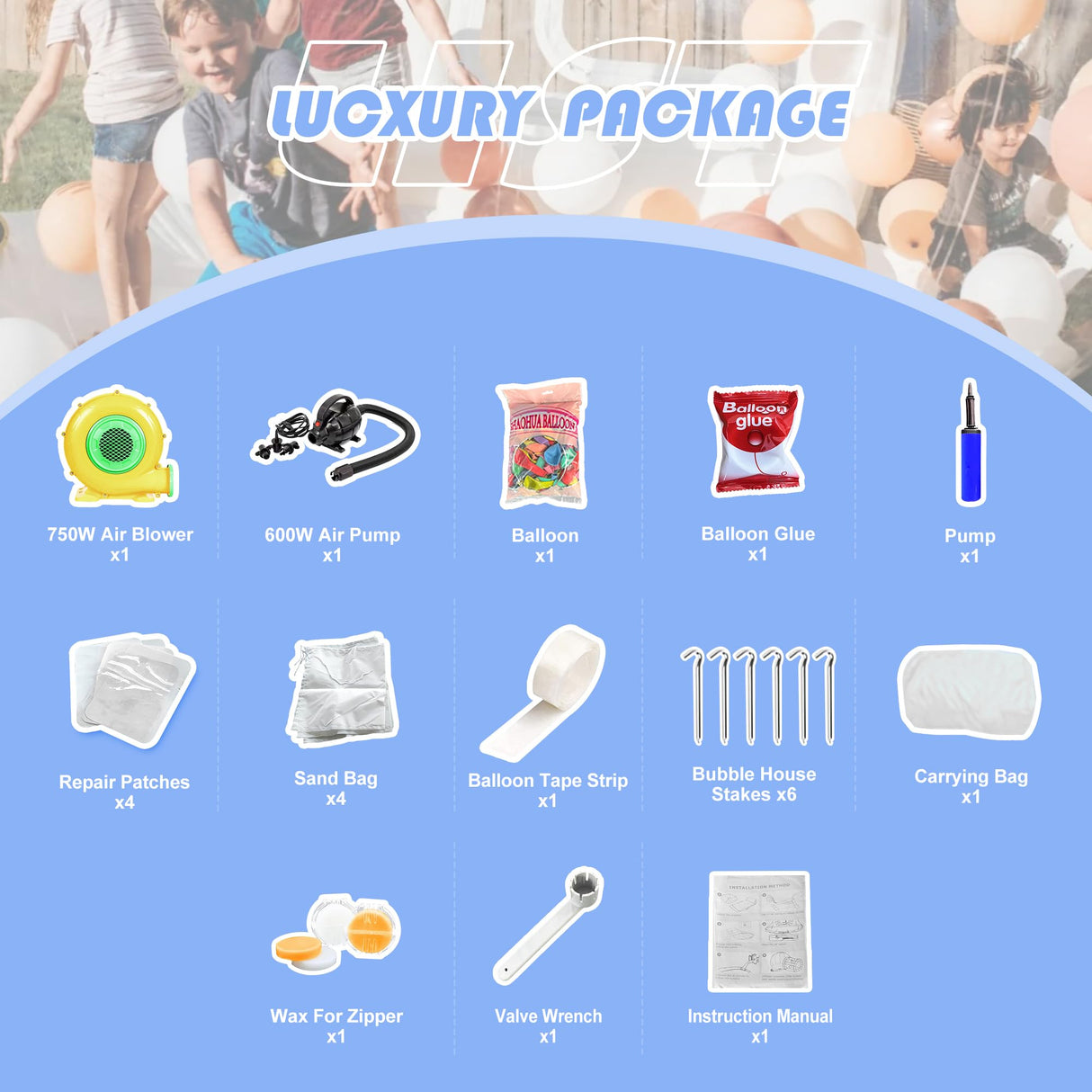 Inflatable Bubble House,13ft Bubble Tent Dome & 8ft Tunnel, Clear Bubble Dome, PVC Transparent Inflatable Bubble House with Blower for Kids Party Balloon Garden Tent for Outdoor Backyard Party Step4Fun