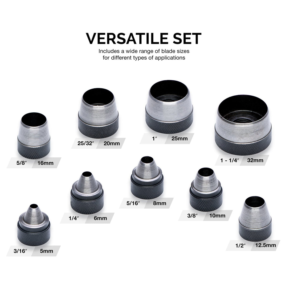 NEIKO 02614A Interchangeable Large Hollow Hole Punch Tool Set, 10 Piece, Gasket Maker, Heavy Duty Gasket Punch Set, Includes Hole Puncher Tool Carrying Case, Leather Punch Set NEIKO