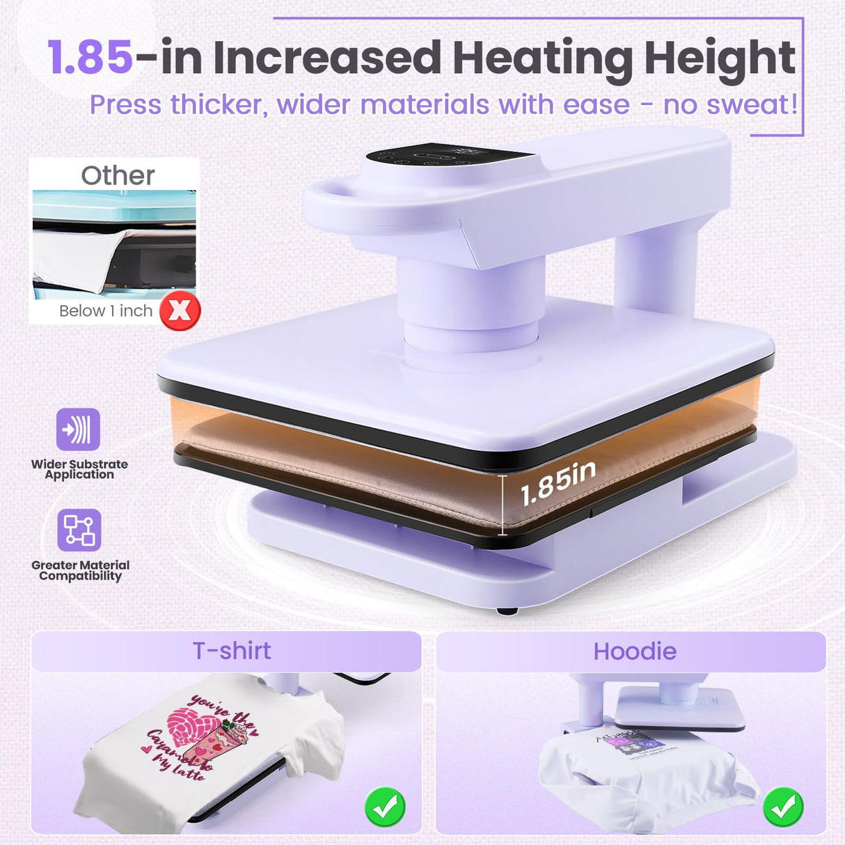 Whubefy 360° Swivel Auto Heat Press 15x15 - Professional Automatic Shirt Press Machine with Auto Release & 7-Level Auto Pressure - Swing Away Large Pro Heat Press Machine for T Shirts Hoodie HTV Vinyl Whubefy