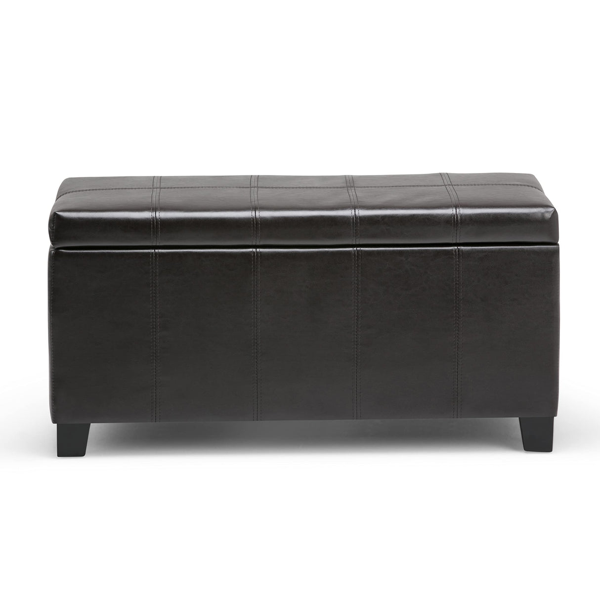 SIMPLIHOME Dover 36 inch Wide Contemporary Rectangle Storage Ottoman Bench in Tanners Brown Vegan Faux Leather, Assembled, For the Living Room, Entryway and Family Room SIMPLIHOME