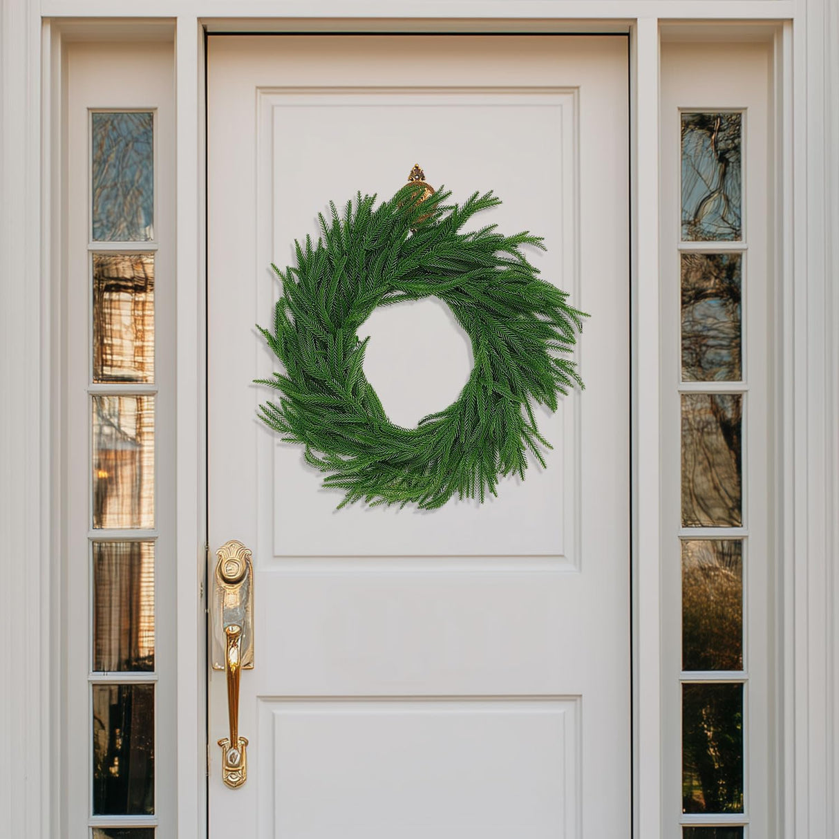 6 Ft 2 Pcs Artificial Norfolk Pine Garland, Real Touch Green Faux Greenery Garland for Christmas Table, Mantle, Wall, Fireplace, Indoor Outdoor Holiday Decor IPOOLTENG