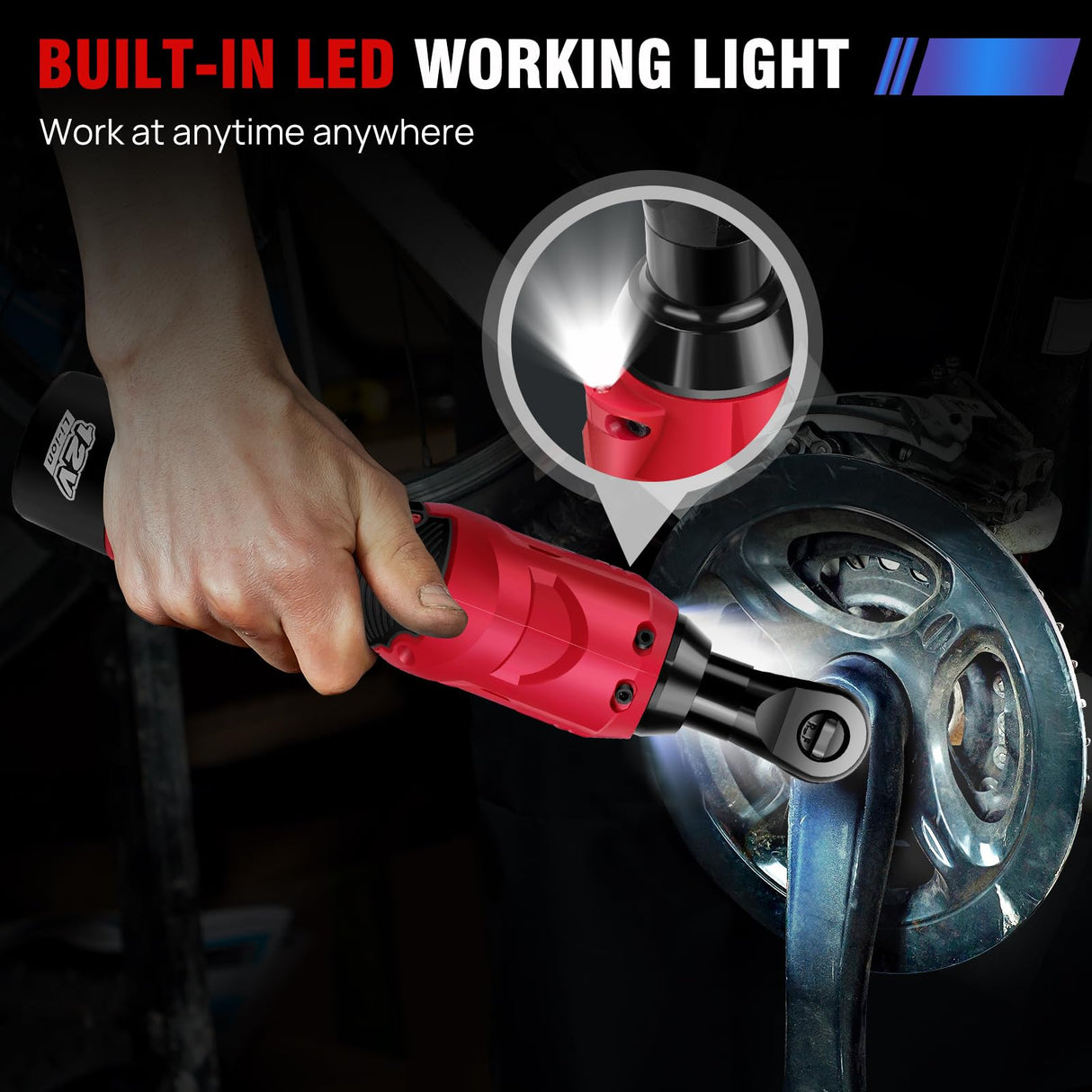 Cordless Electric Ratchet Wrench Set, 3/8" Ratchet Wrench, 12V Power Ratchet Driver with Fast Charger and 300 RPM Speed, 7 Sockets Cordless Ratchet Set with 2*1500 mAh Batteries for Table, Bike, DIY Yiyai