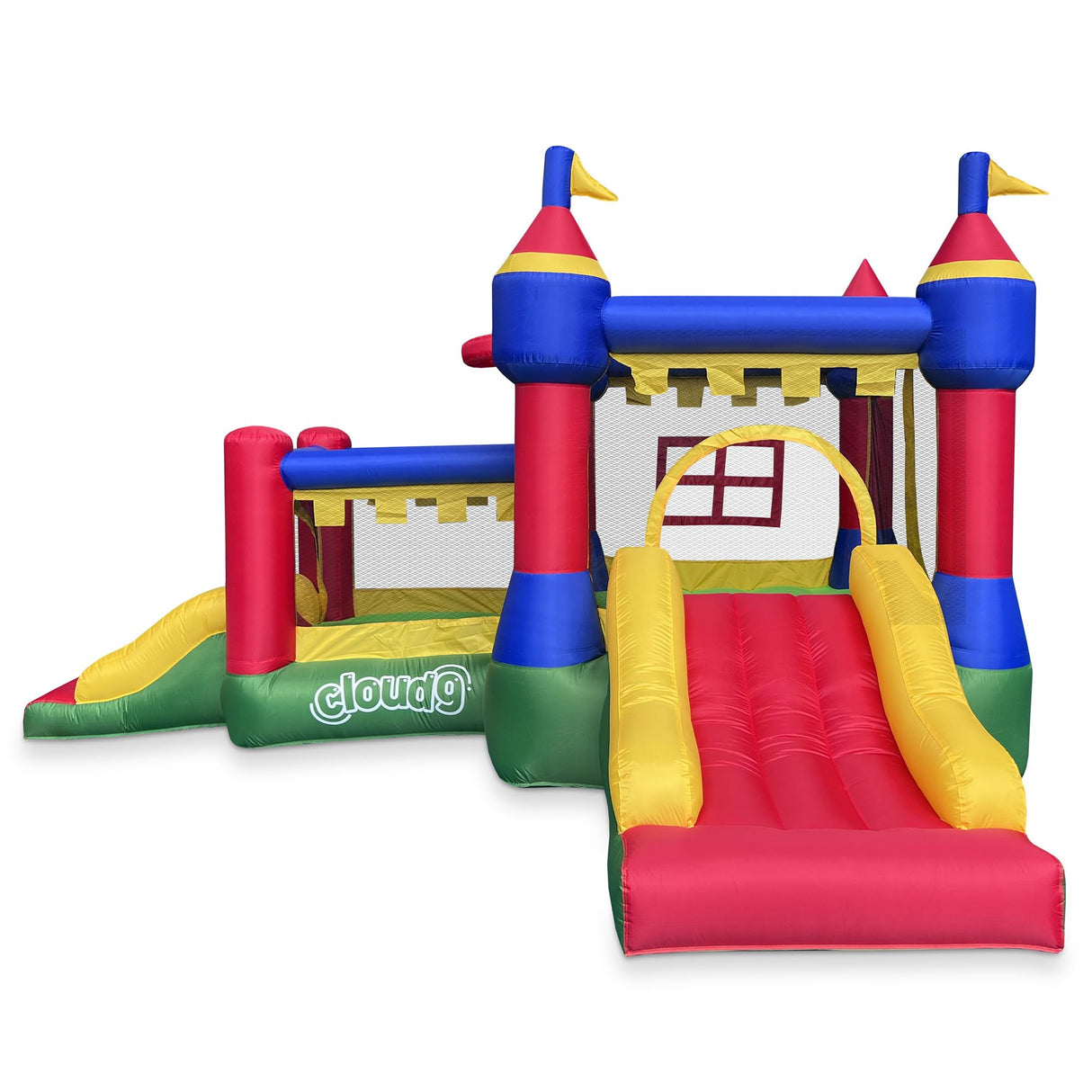 Cloud 9 Inflatable Castle Bounce House with Blower, Bouncer for Kids with Two Slides and Jumping Areas Cloud 9