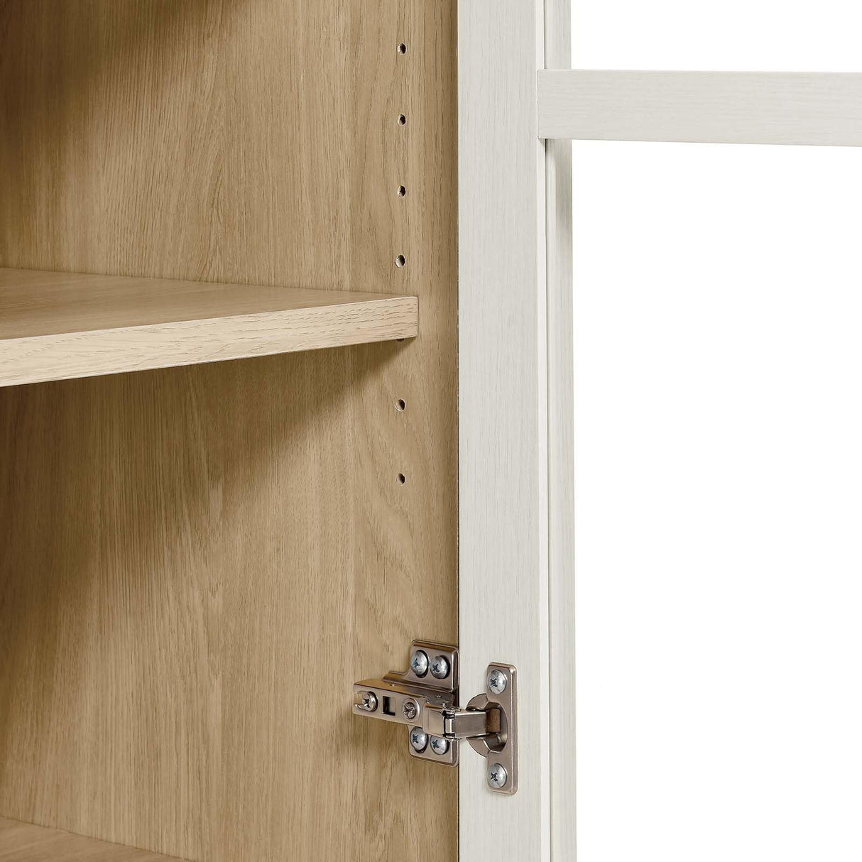 Modway Nolan Modern Farmhouse 71" Tall Arched Storage Display Cabinet in White Oak Wood Grain Modway