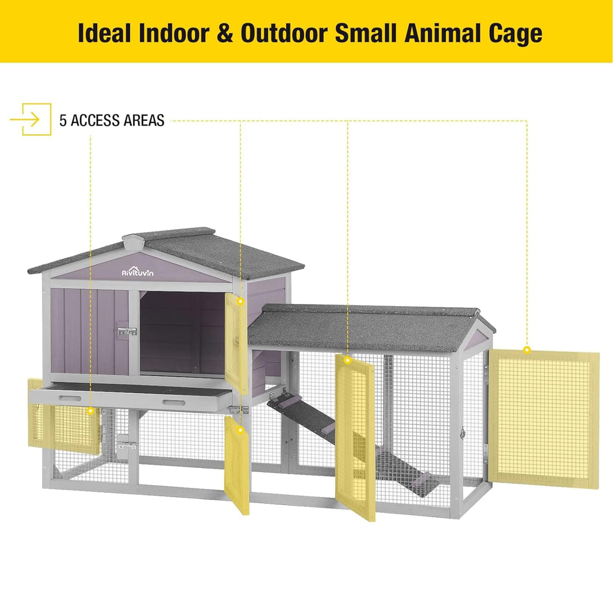 Aivituvin Chicken Coop Outdoor Rabbit Hutch Expandable Indoor Cage for Bunny, Small Chicken, Quail, Duck 57" L Aivituvin