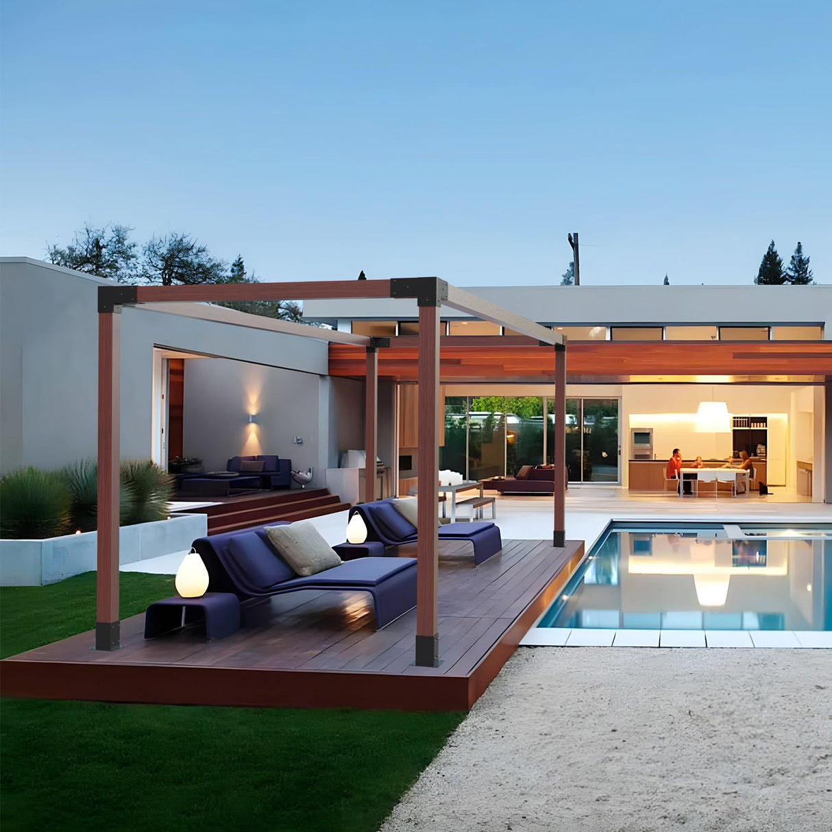 TROPTOLKY 4x4 Pergola Brackets Kit, 3-Way Powder-Coated Woodworks Corner Brackets, 1 Bracket Shoulders & 1 Wood Post Base, 2PCS Woodwork Pergola Kit Elevated Wood Stand Kit TROPTOLKY