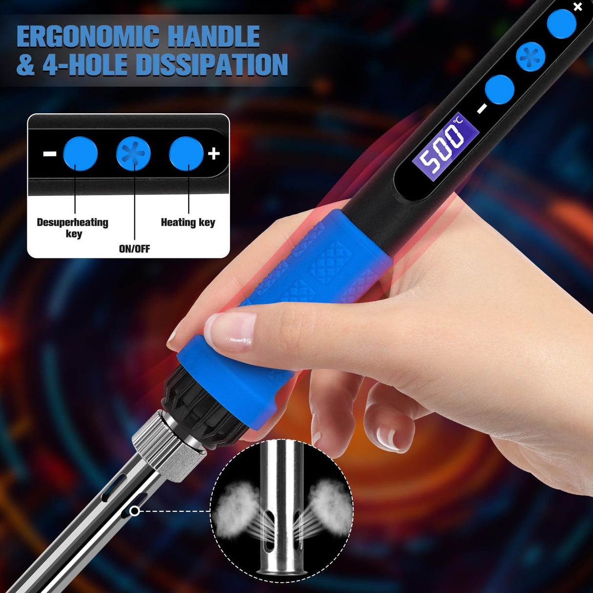 Soldering Iron Kit, 90W LED Display Adjustable Temperature Soldering Iron Automatic Sleep Mode Soldering Gun with 5PCS Tips, Solder Wire, Stand, Flux, Welding Tool for Repair, Electric Repairing, DIY K KERNOWO