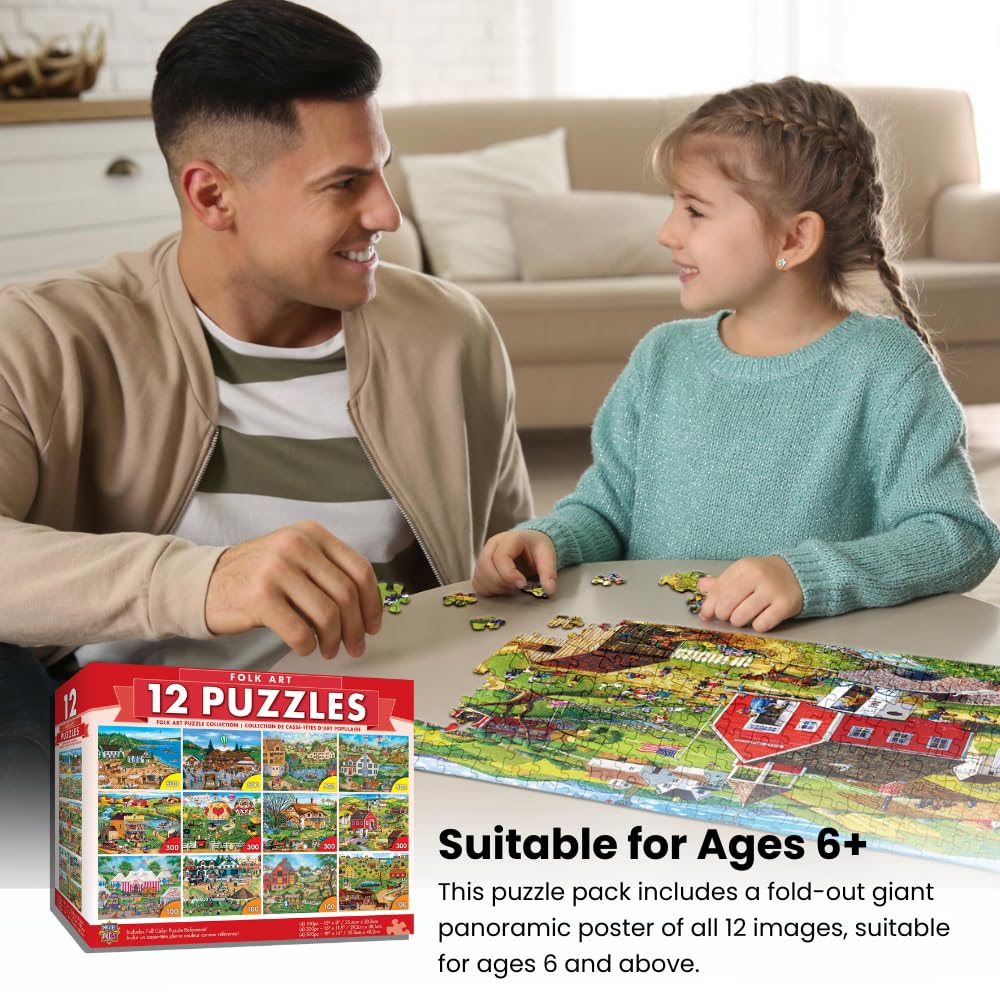 MasterPieces 12 Pack Jigsaw Puzzles For Adults, Family, Or Kids - Alan Giana 12-Pack Bundle Masterpieces